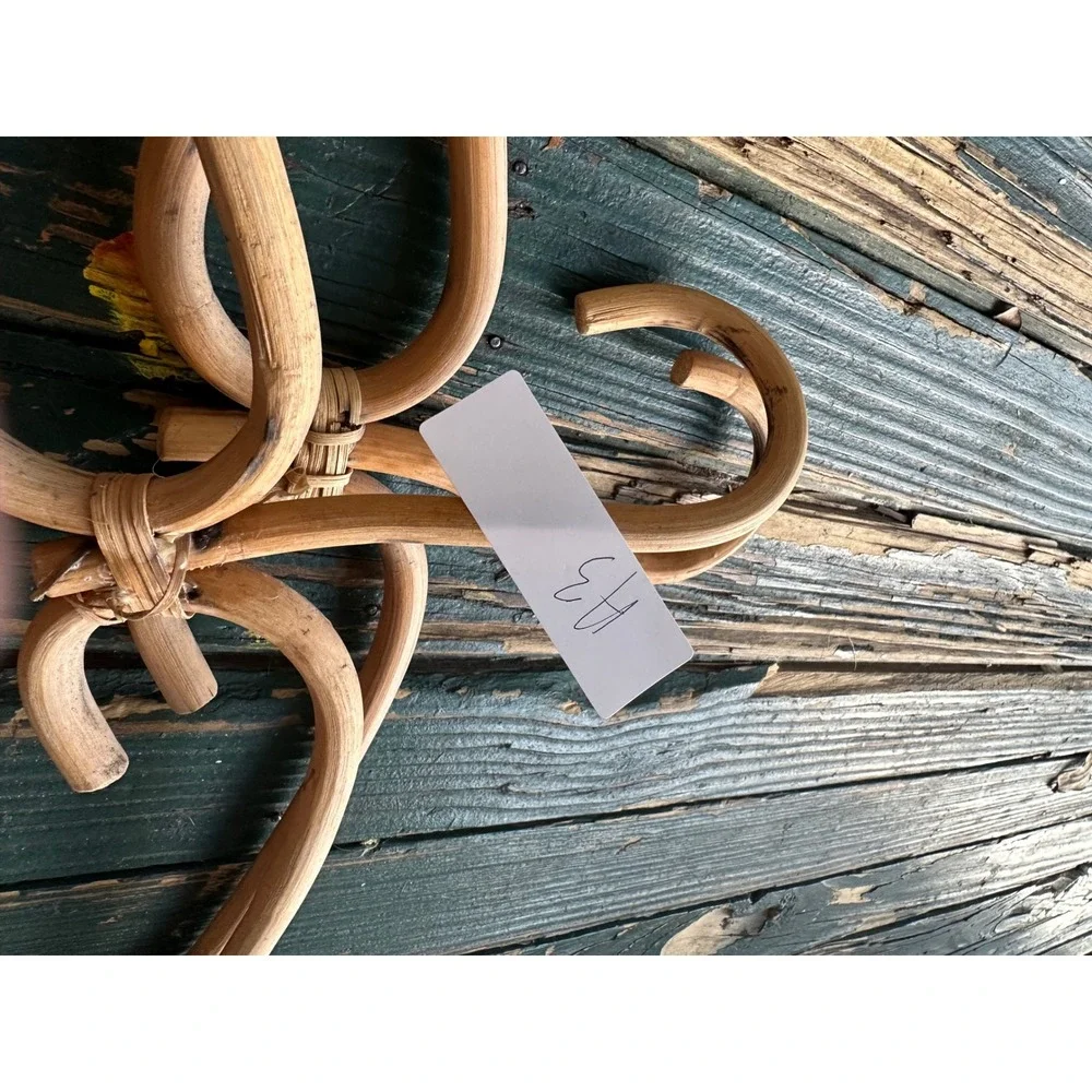 Vintage Rattan Wicker Clothes Hangers Set of 2‎ Boho Bentwood Natural Wood Decor